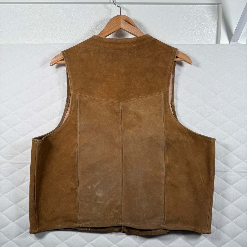 Vintage Jo‑O'Kay Corral Sportswear Suede Leather Vest Men's Medium Brown Western